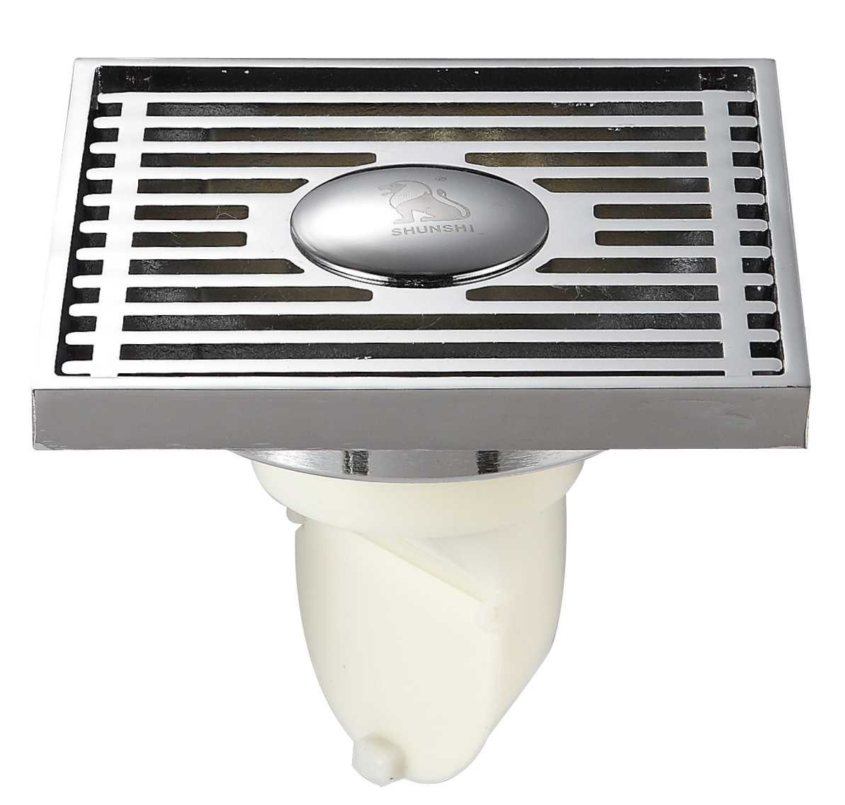 志良順獅牌全銅正方形配側(cè)漏雙用地漏